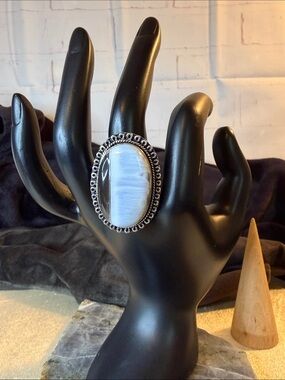 Owyhee Blue Opal Statement Ring in Sterling Silver Sz 9
